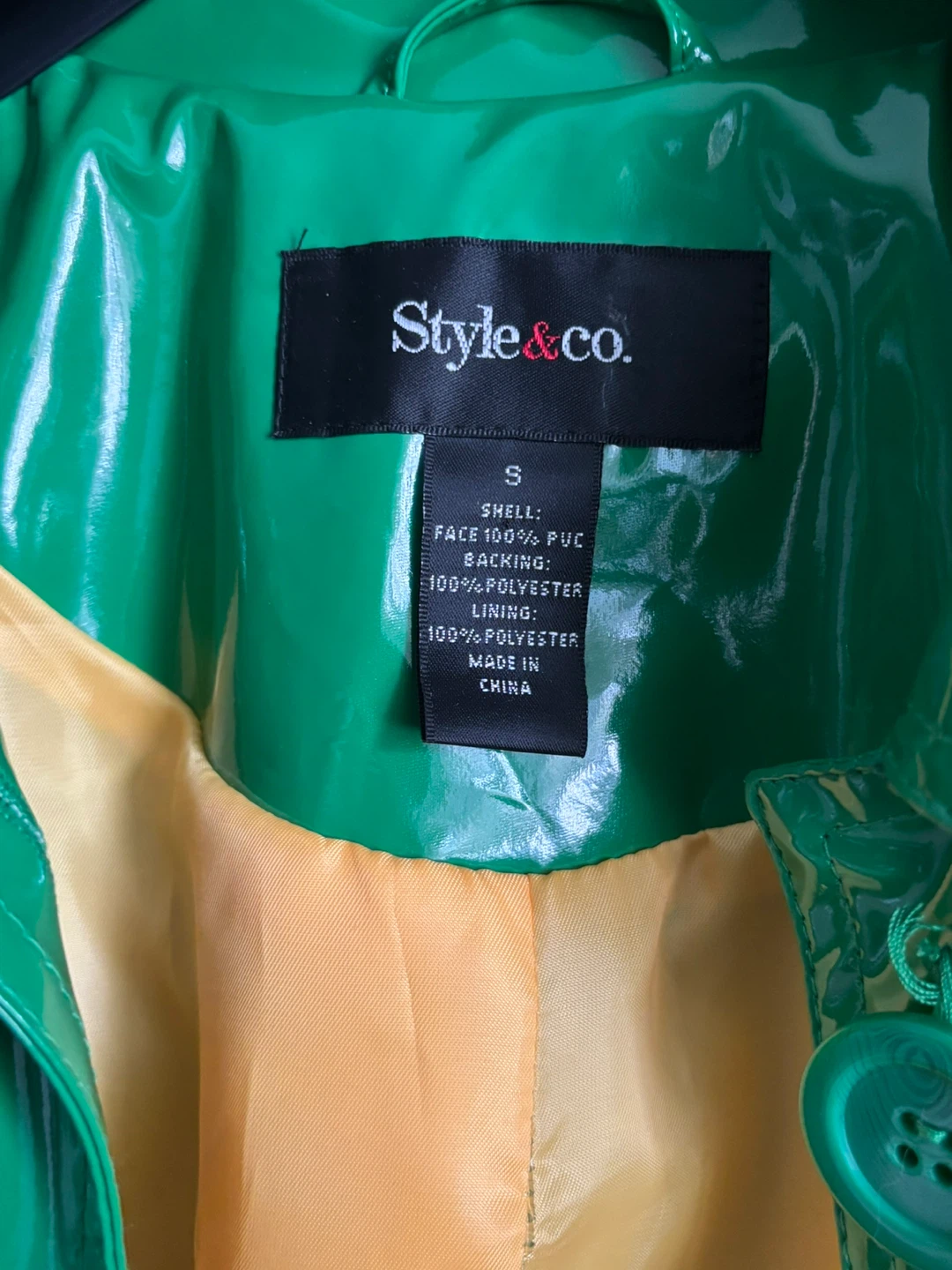 Style & Co. Green PVC Trench Coat - photo 2