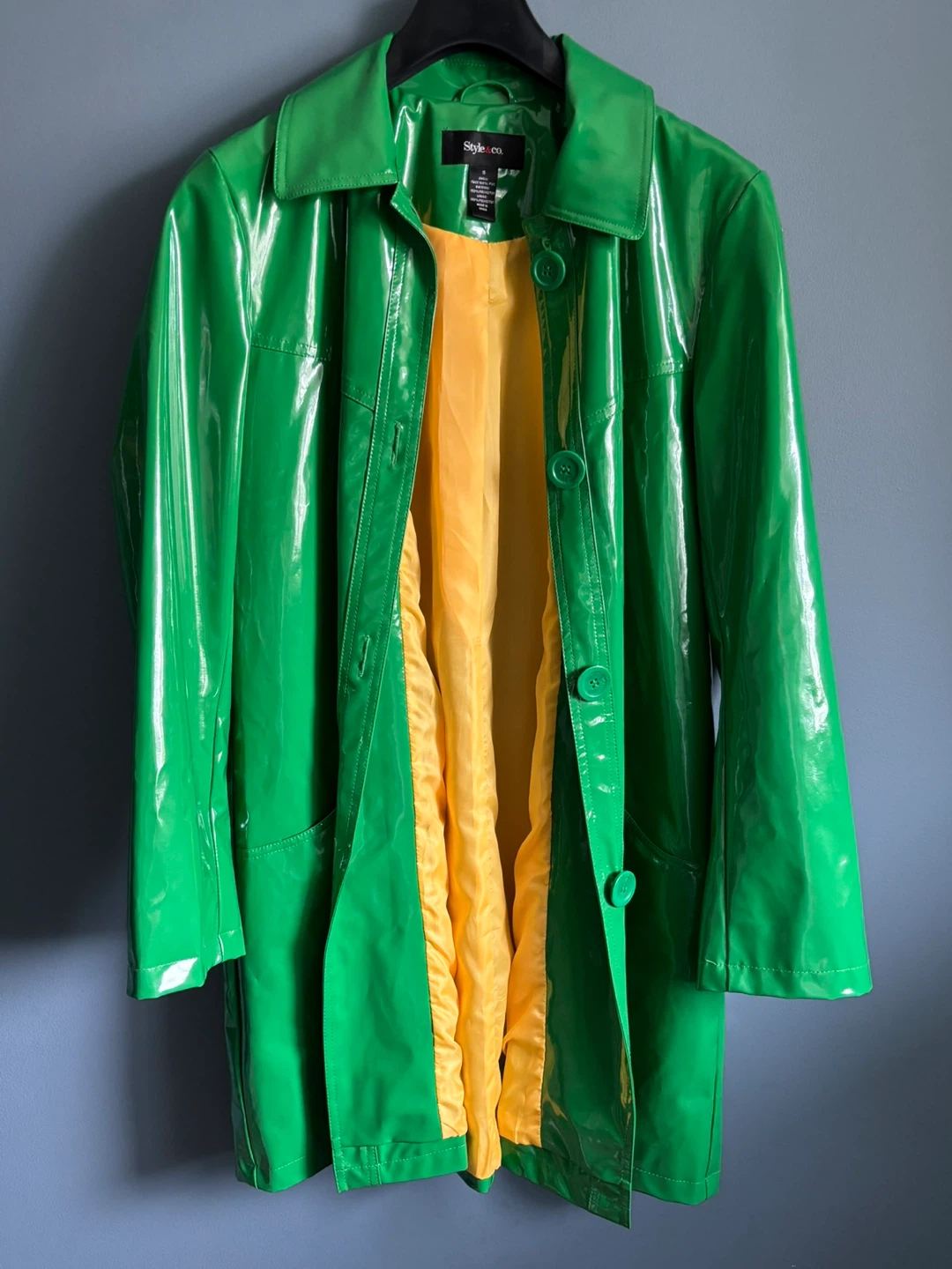 Style & Co. Green PVC Trench Coat