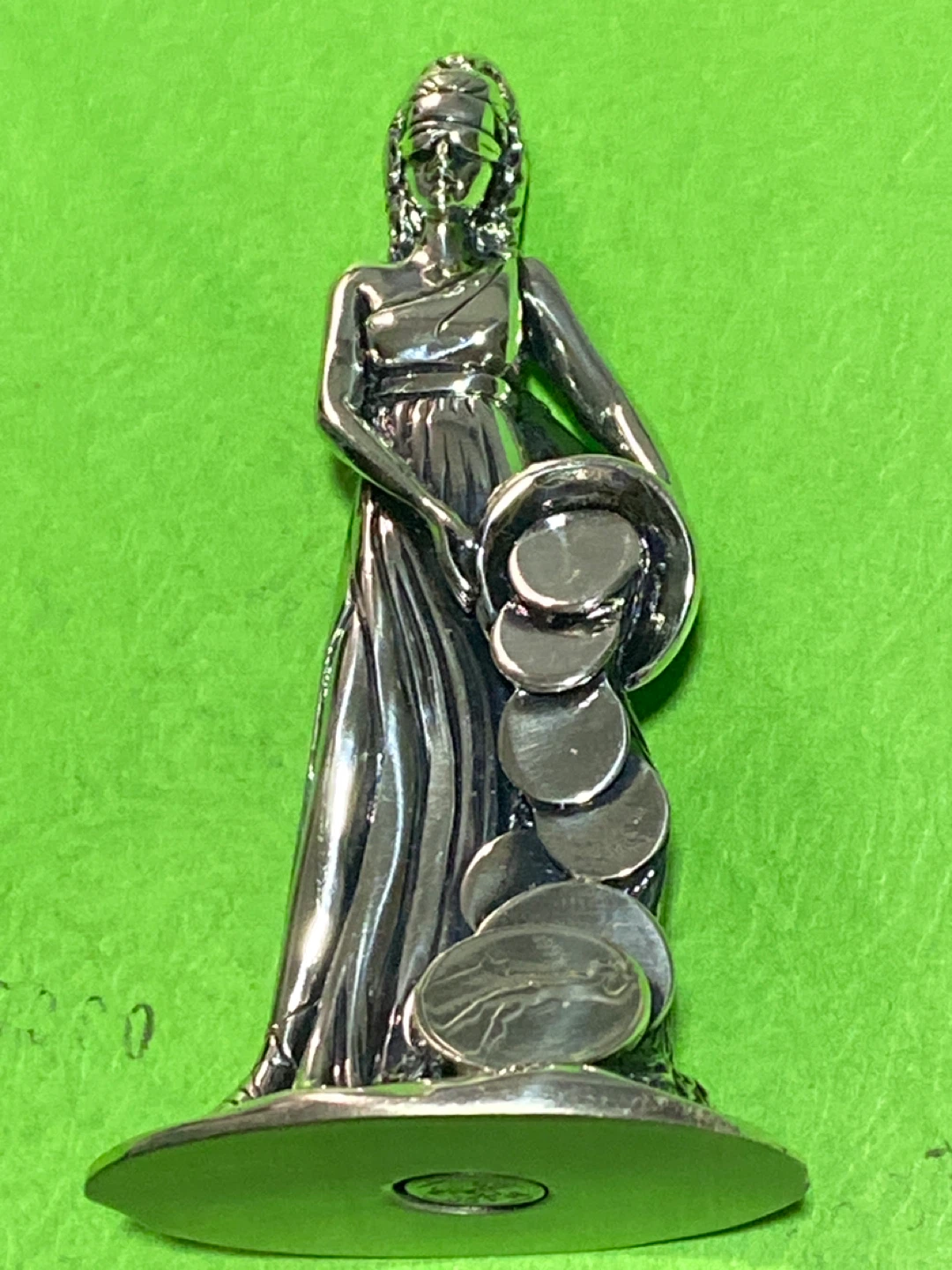 Vintage Romar Silver Tone Lady Figurine with Coins - photo 2
