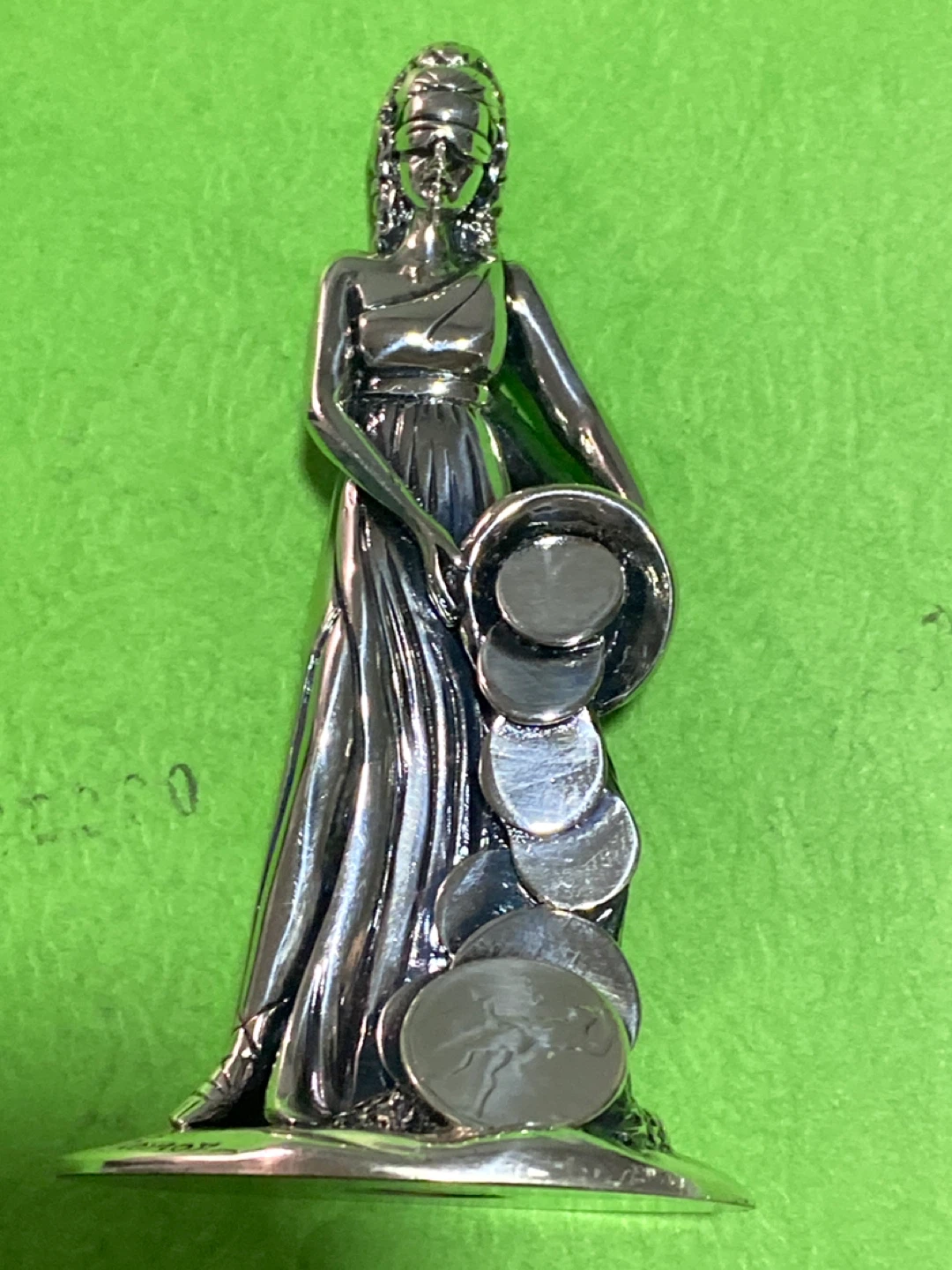 Vintage Romar Silver Tone Lady Figurine with Coins - photo 3