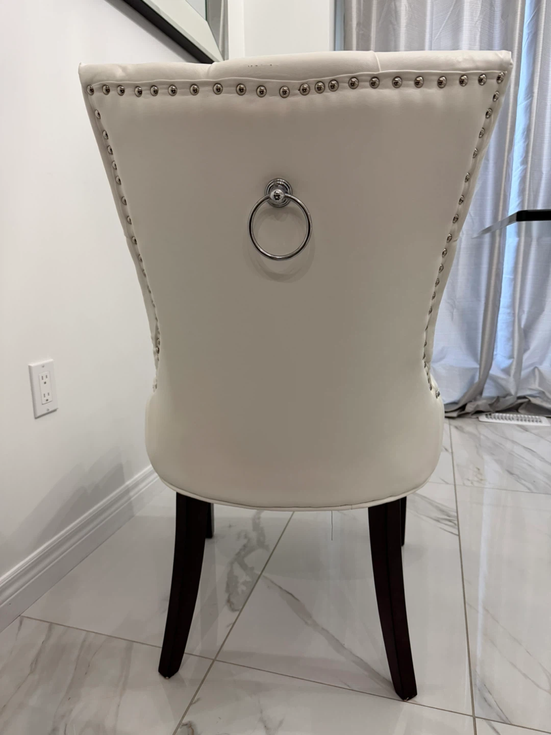 White Tufted Accent Chair with Ring Detail - photo 2