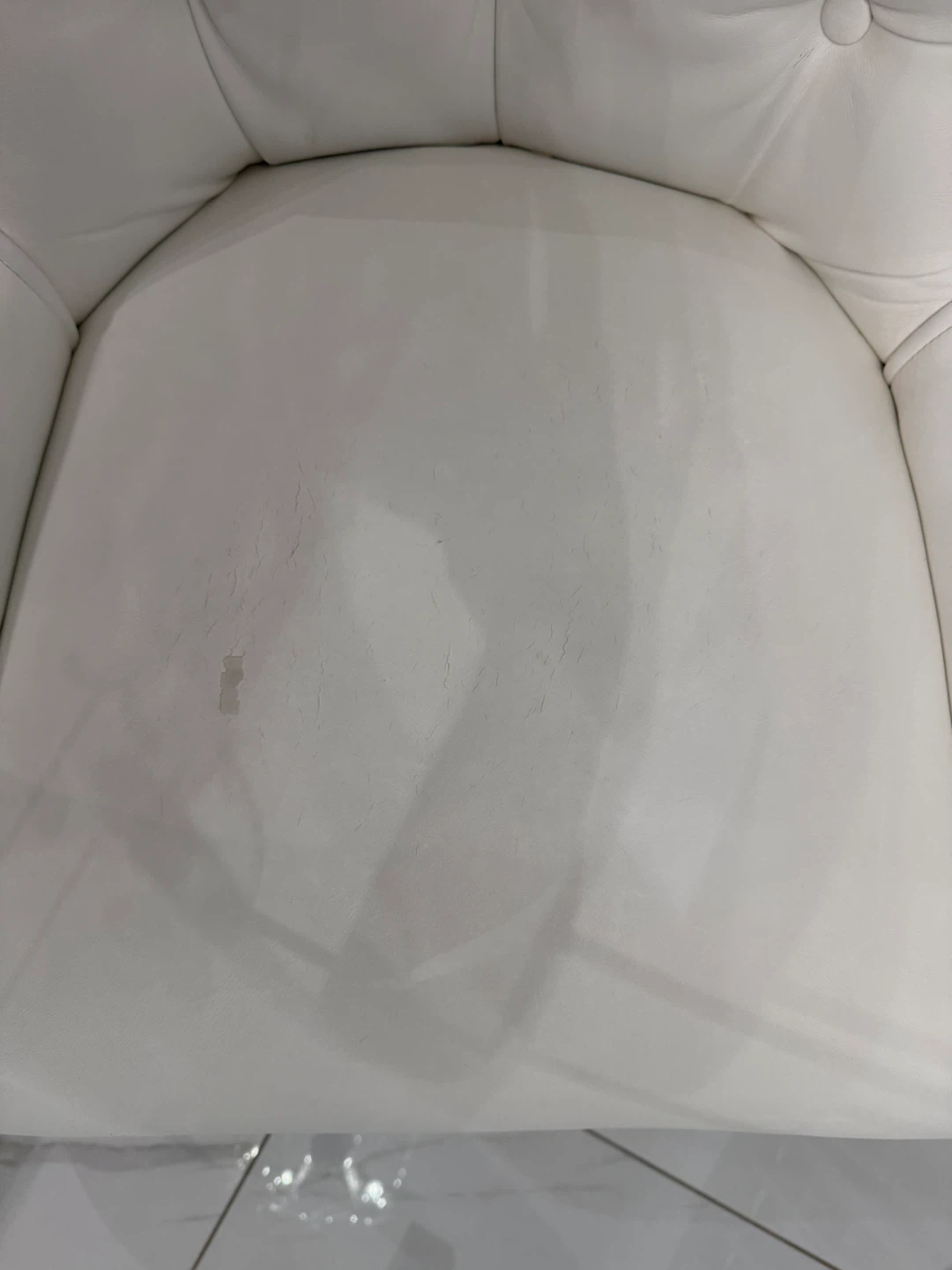 White Tufted Accent Chair with Ring Detail - photo 3