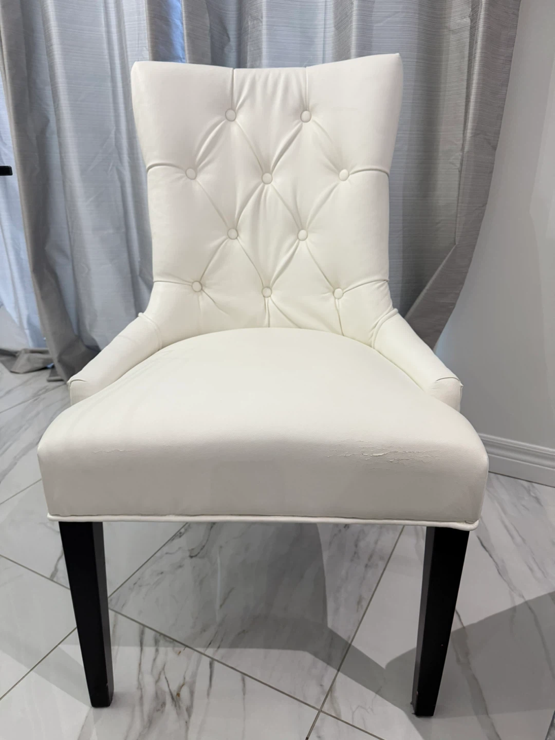 White Tufted Accent Chair with Ring Detail - photo 4