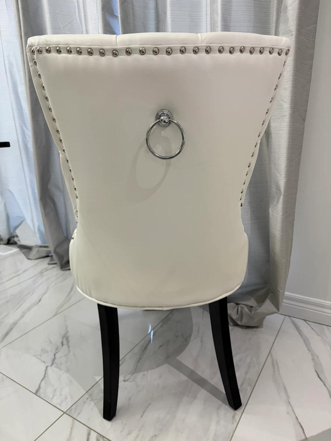White Tufted Accent Chair with Ring Detail - photo 5