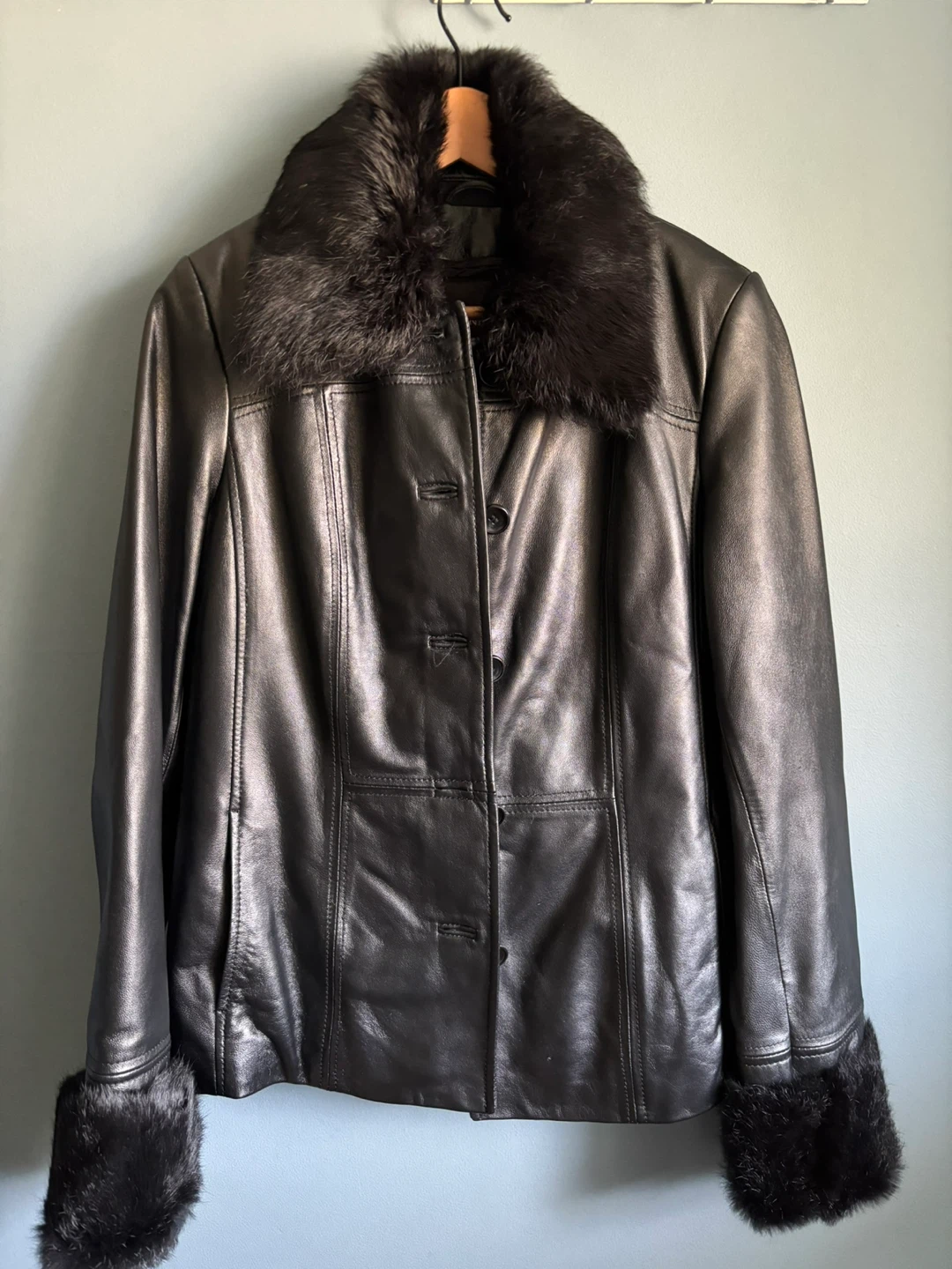 DANIER Leather Jacket with Fur Trim
