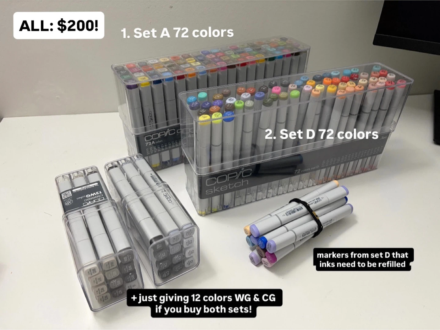 Copic Classic Markers Set A & D 72 Colors