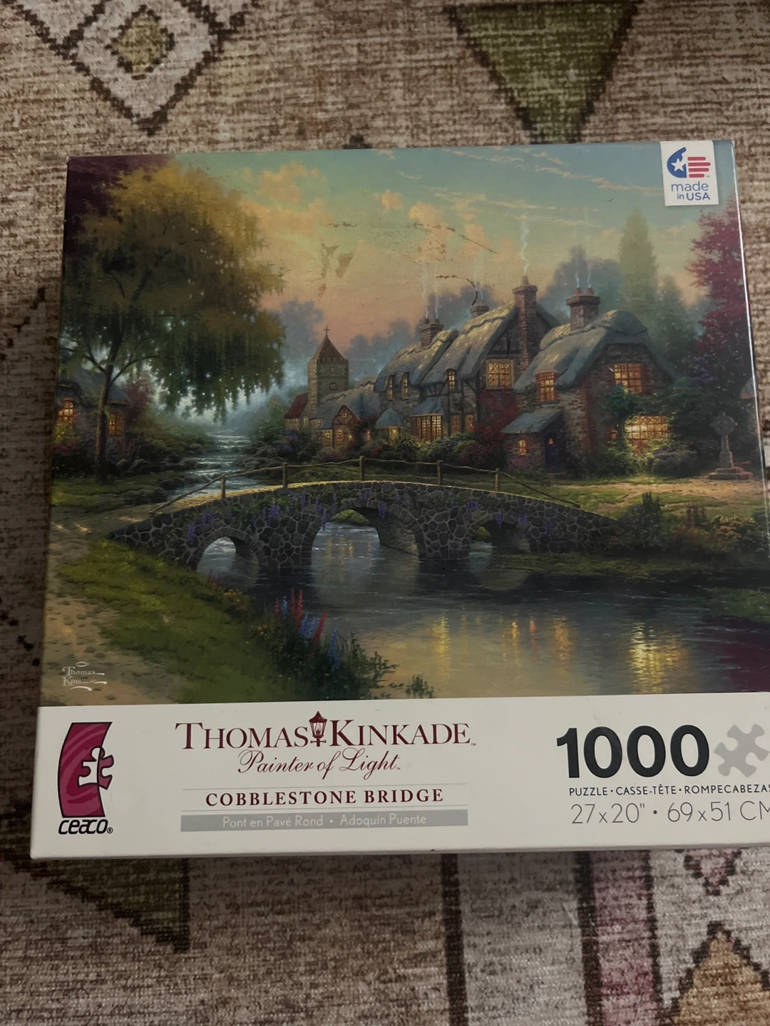 Thomas Kinkade Cobblestone Bridge 1000 Piece Puzzle