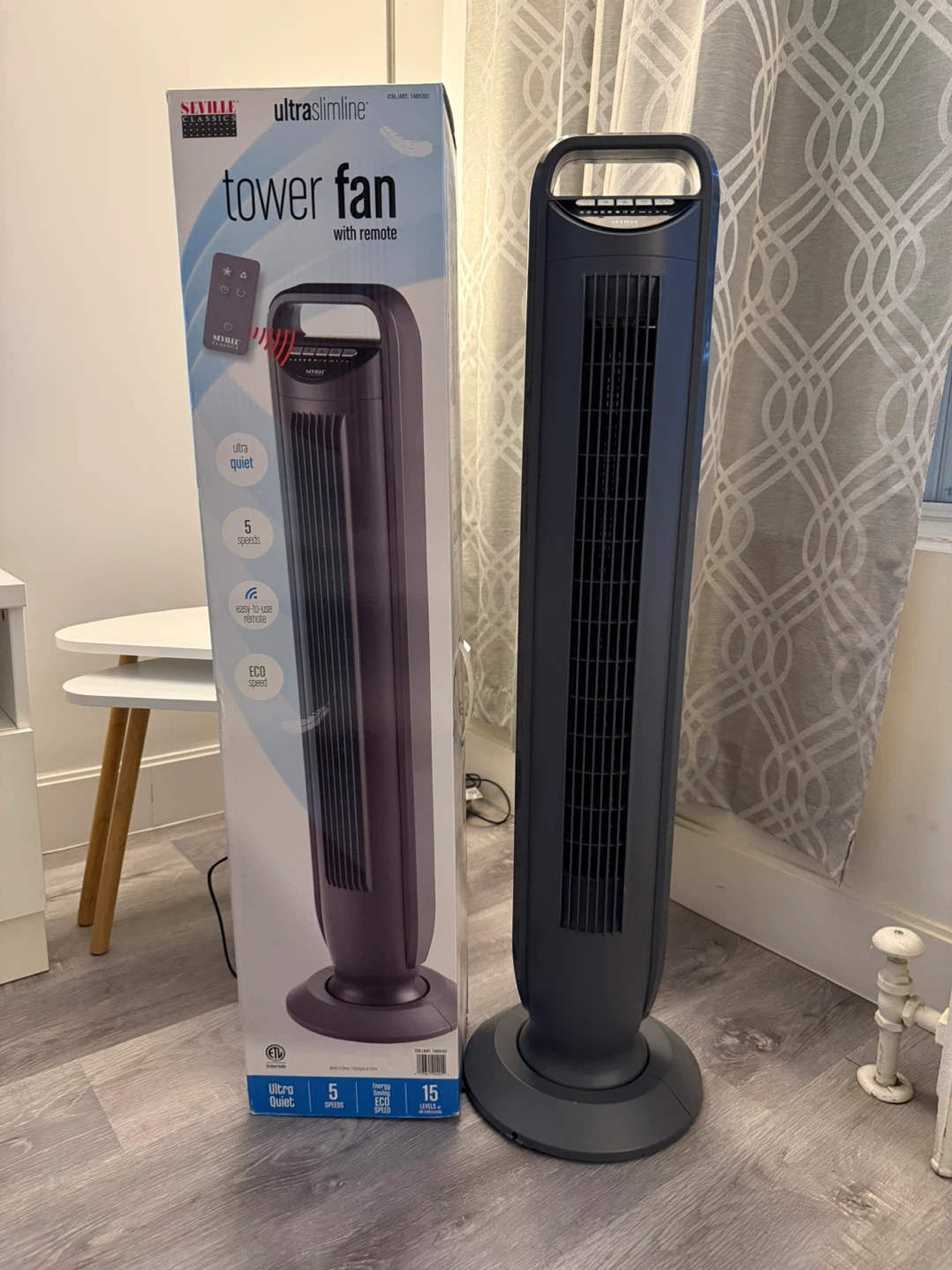 Seville Classics ultraslimline Tower Fan with Remote