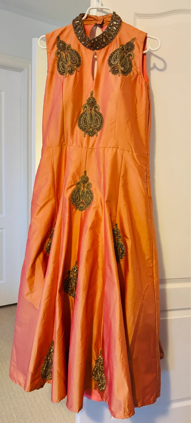 Orange Embellished Maxi Dress (length 52”) - photo 3