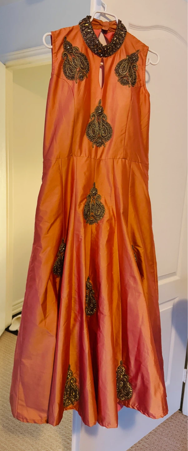 Orange Embellished Maxi Dress (length 52”) - photo 2