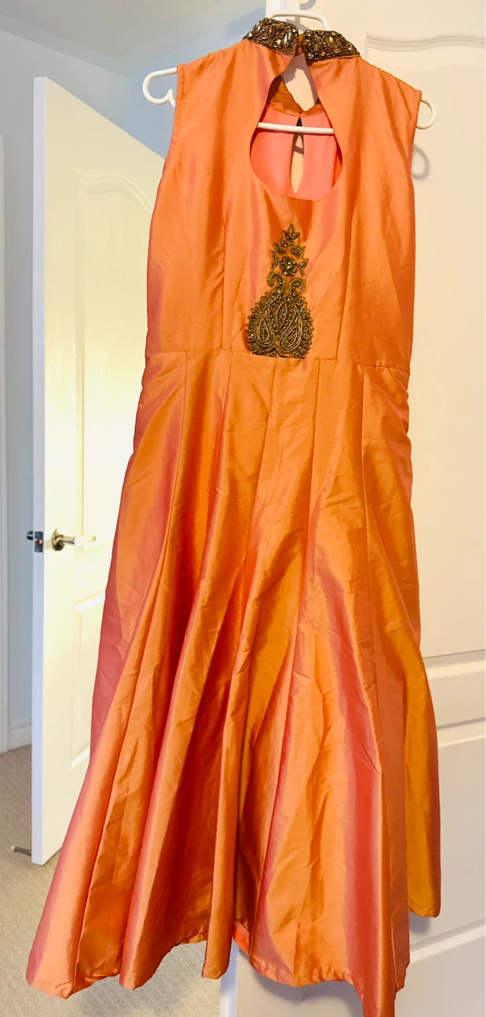 Orange Embellished Maxi Dress (length 52”) - photo 4