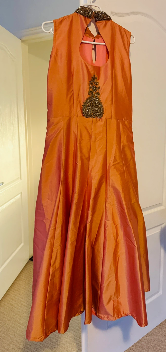 Orange Embellished Maxi Dress (length 52”) - photo 5