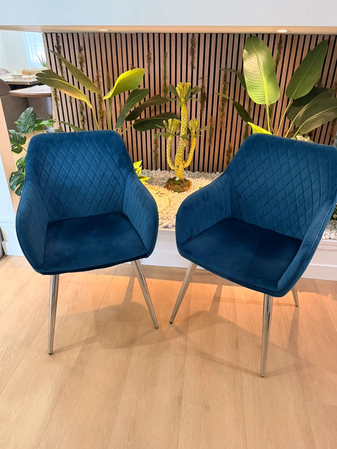 Navy Blue Velvet Accent Chairs (Set of 2) - photo 2