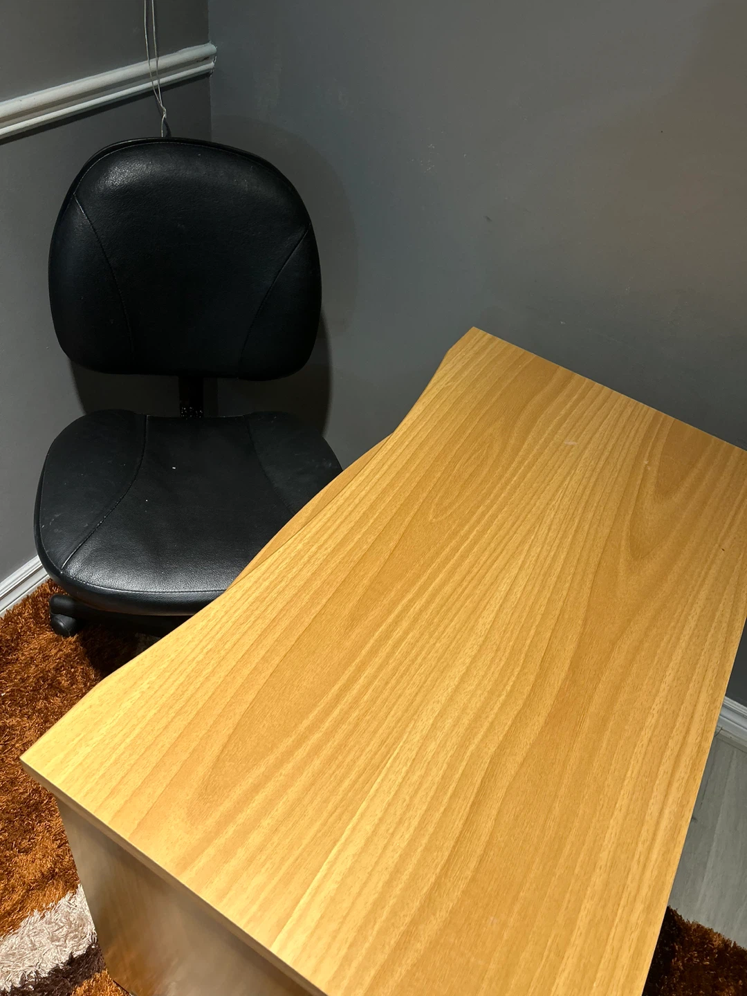 Black Faux Leather Office Chair with Swivel Base