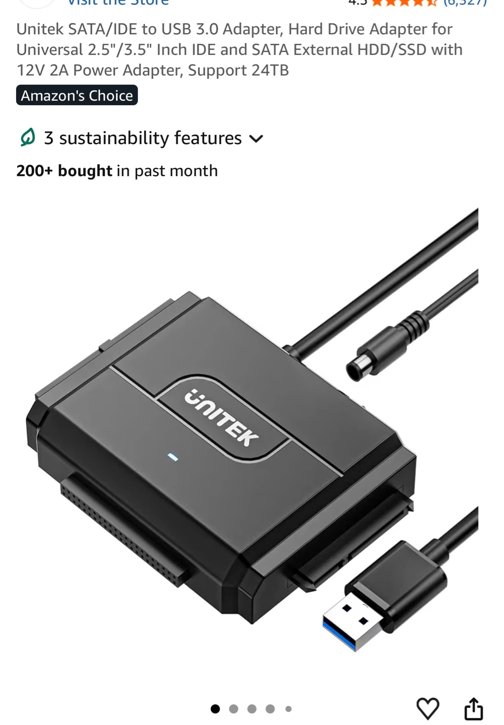 Unitek USB to SATA/IDE Adapter with 12V 2A Power Adapter