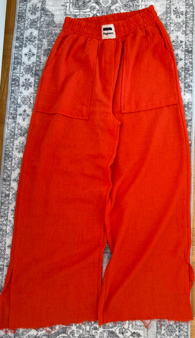 Orange Wide Leg Pants - CROP BASIC