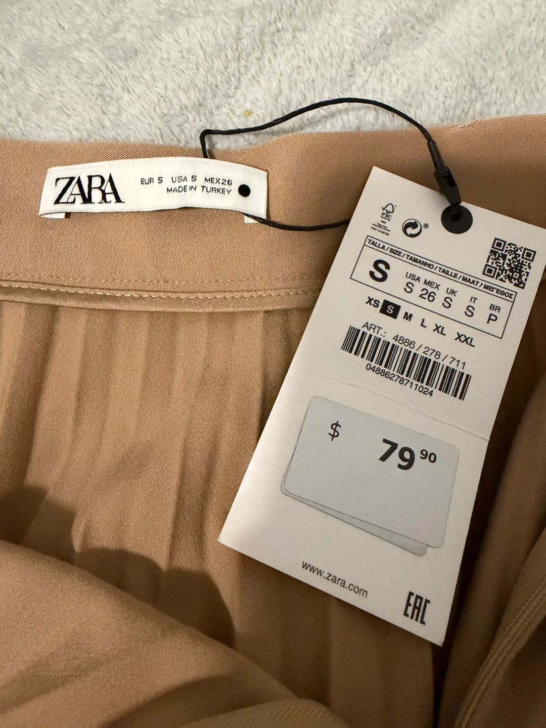 Zara Pleated Midi Skirt - Tan - Size S - photo 2