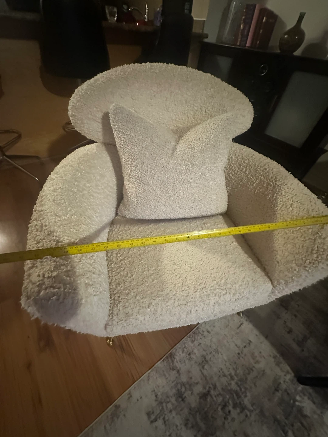 Cream Sherpa Accent Chair with Gold Legs