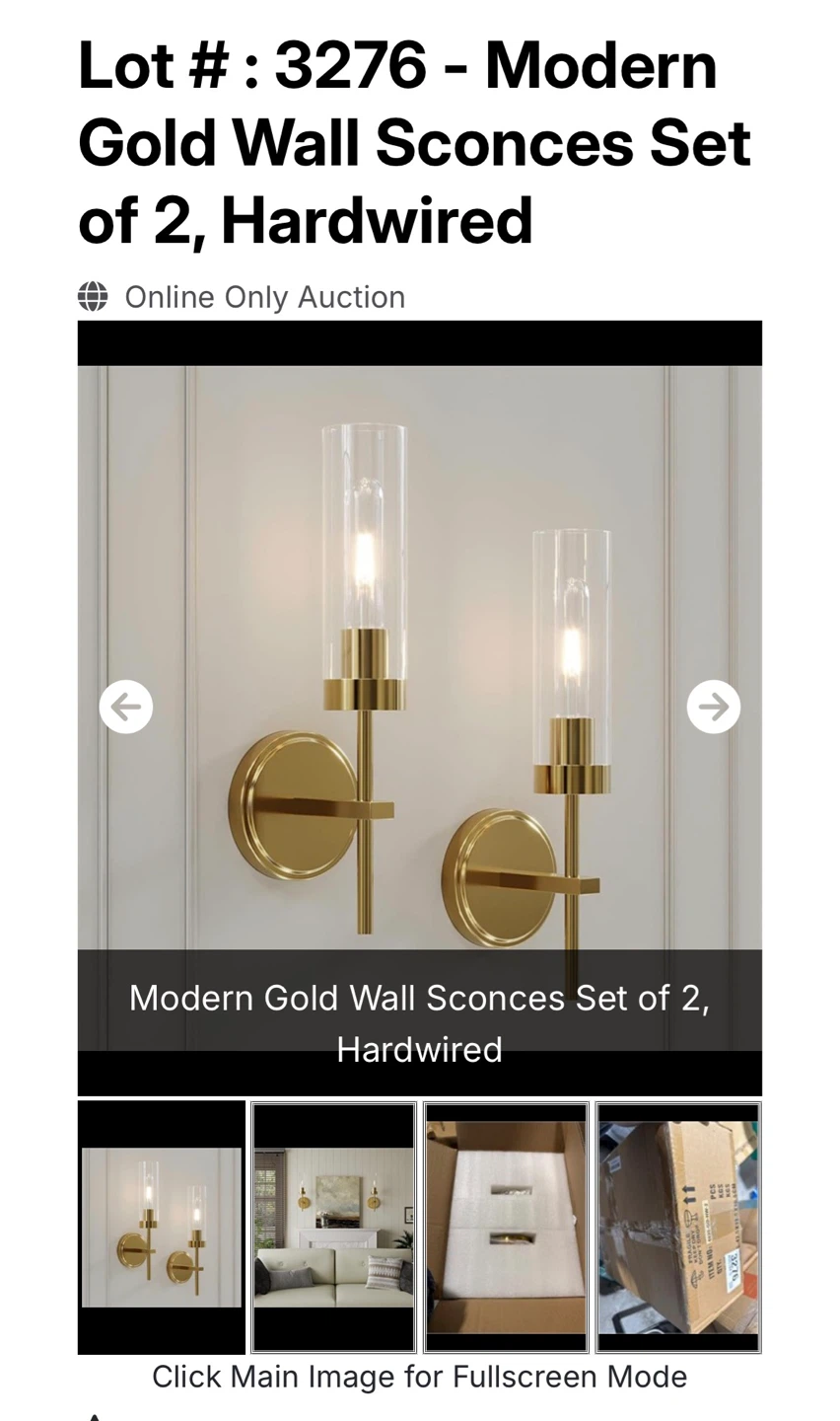 Modern Gold Wall Sconces Set of 2, Hardwired - photo 2