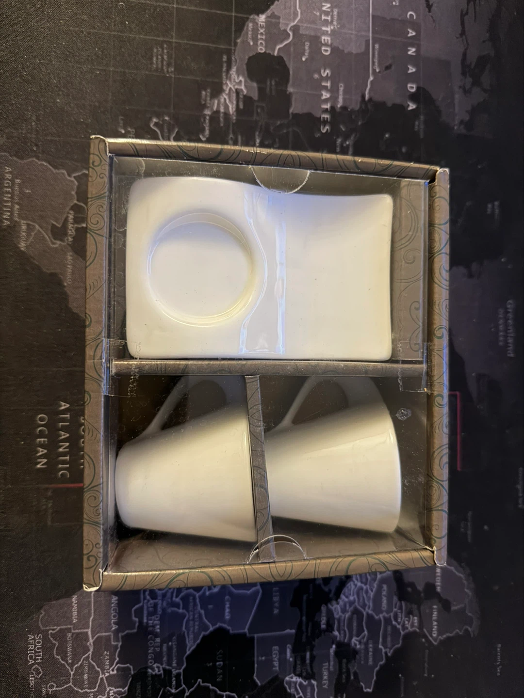 White Ceramic Espresso Cup and Saucer Set - photo 2