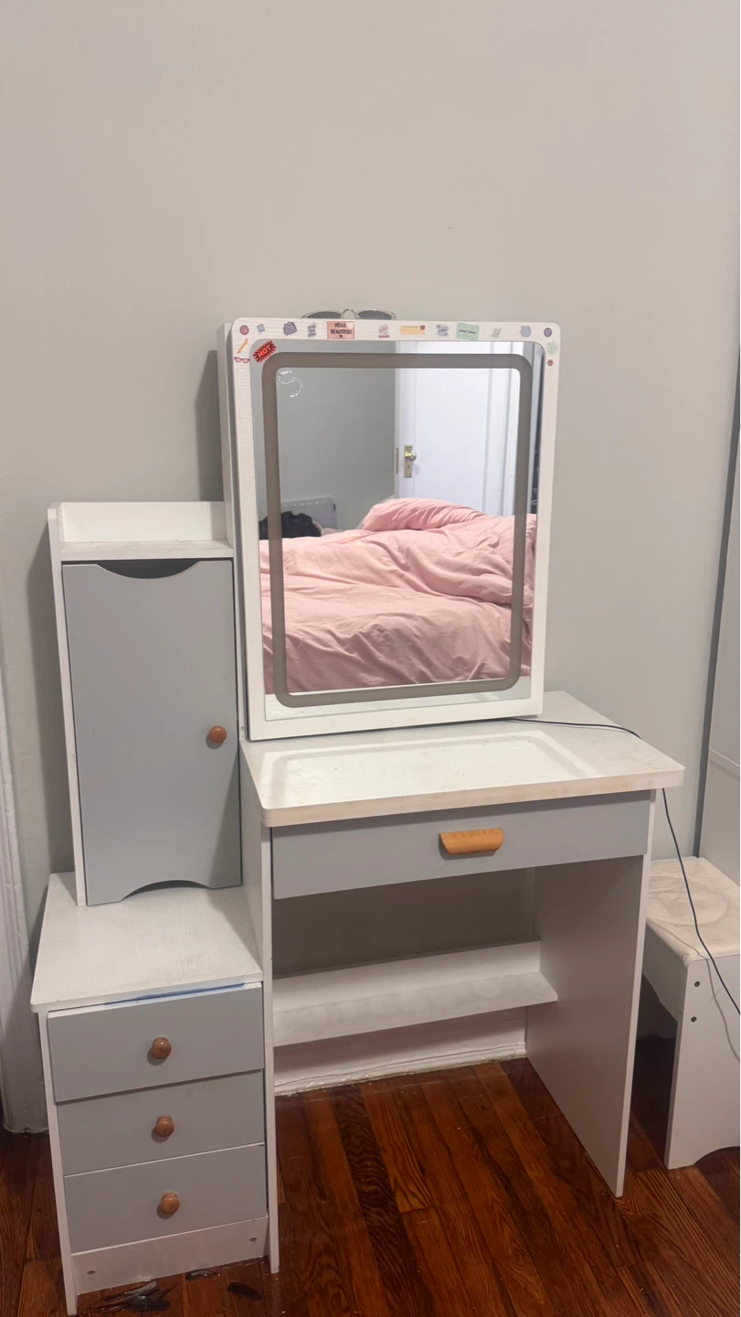 Vanity Desk with Mirror and Storage - photo 2
