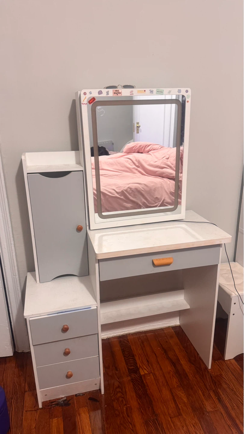 Vanity Desk with Mirror and Storage
