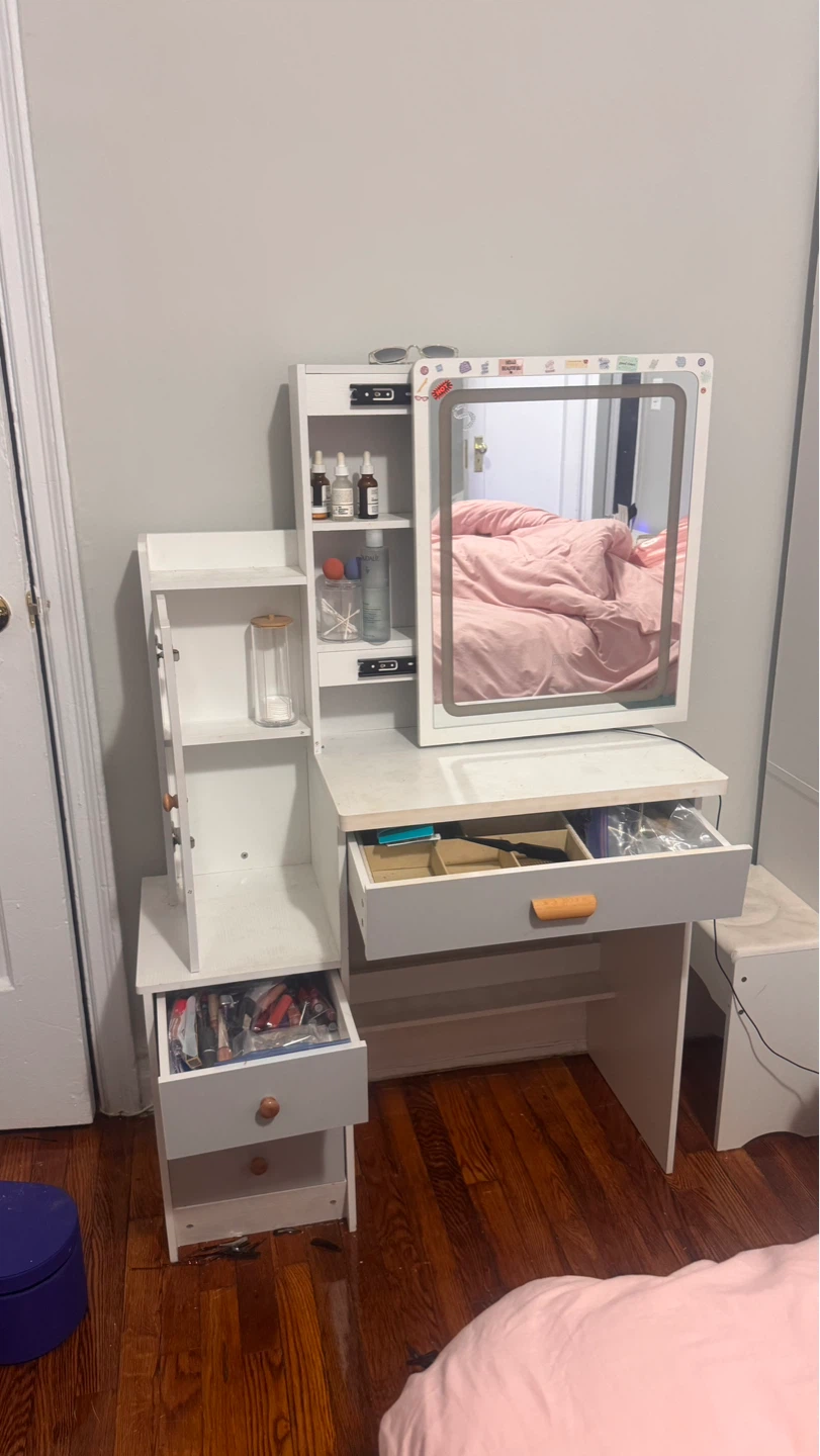 Vanity Desk with Mirror and Storage - photo 3