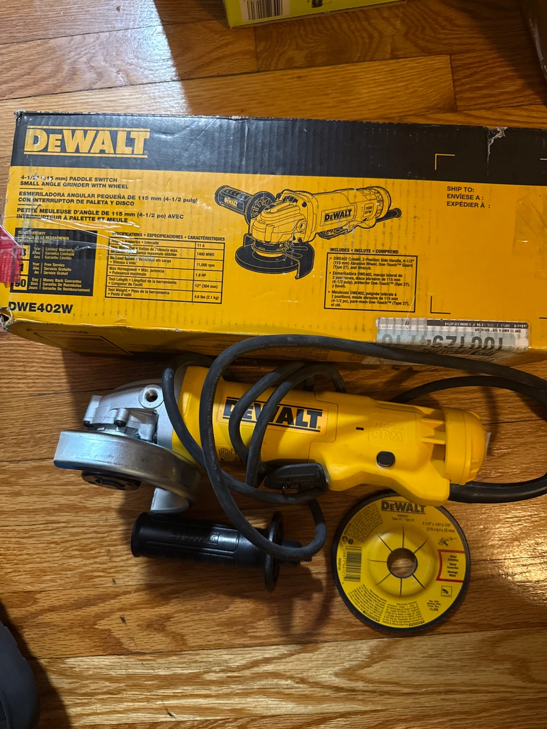 DEWALT 4-1/2" Paddle Switch Small Angle Grinder DWE402W - photo 3