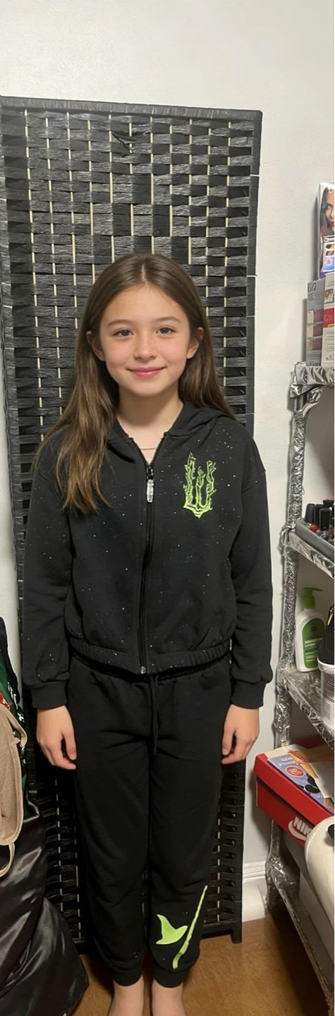 Black Sparkle Tracksuit Set with Neon Green Graphic