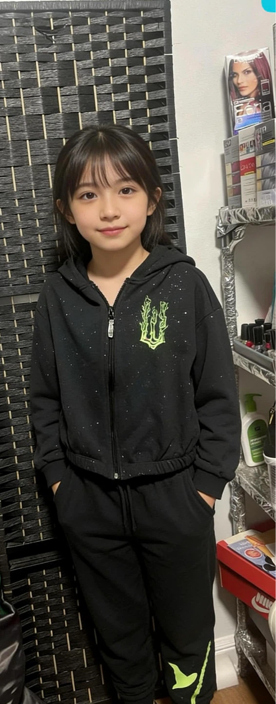Black Sparkle Tracksuit Set with Neon Green Graphic - photo 4