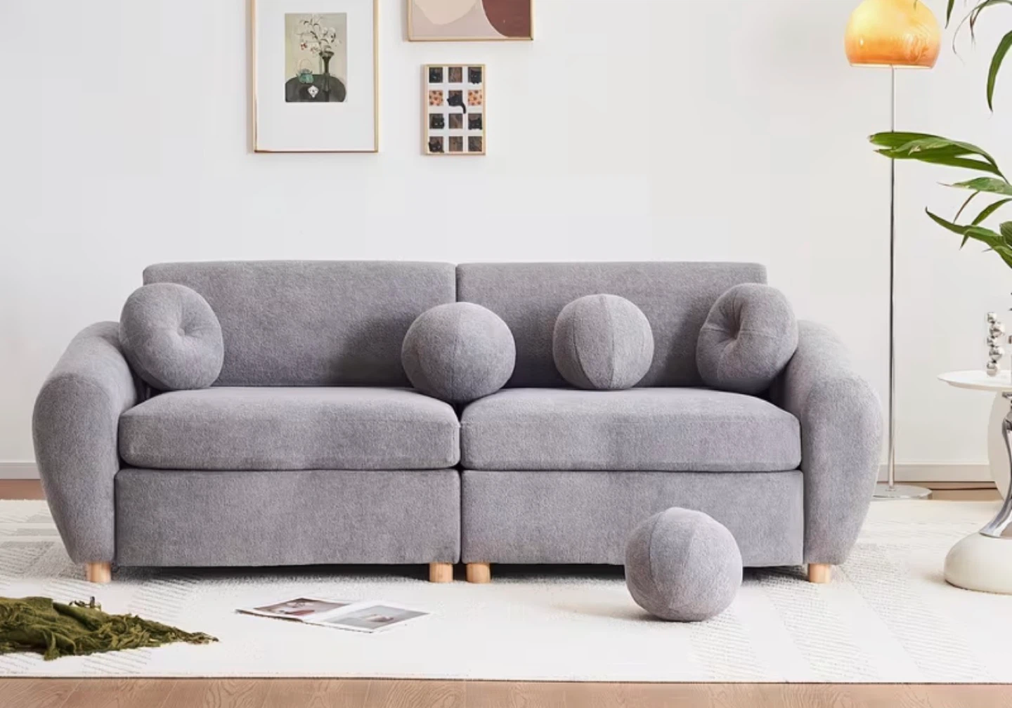 Gray Sectional Sofa with Accent Pillows