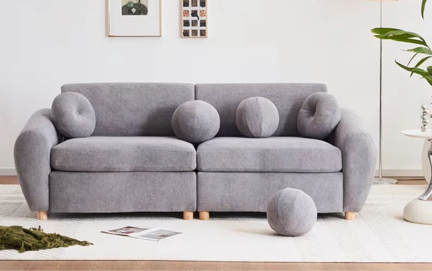 Gray Sectional Sofa with Accent Pillows - photo 2
