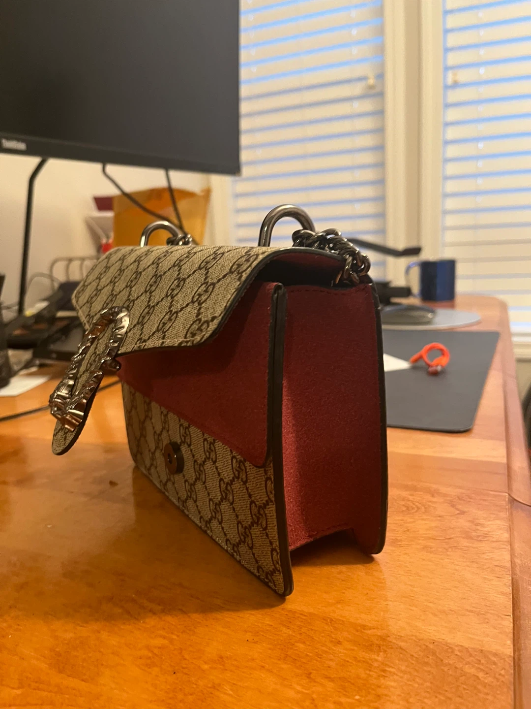 Gucci Dionysus GG Supreme With Red Suede Small Shoulder Bag - photo 3