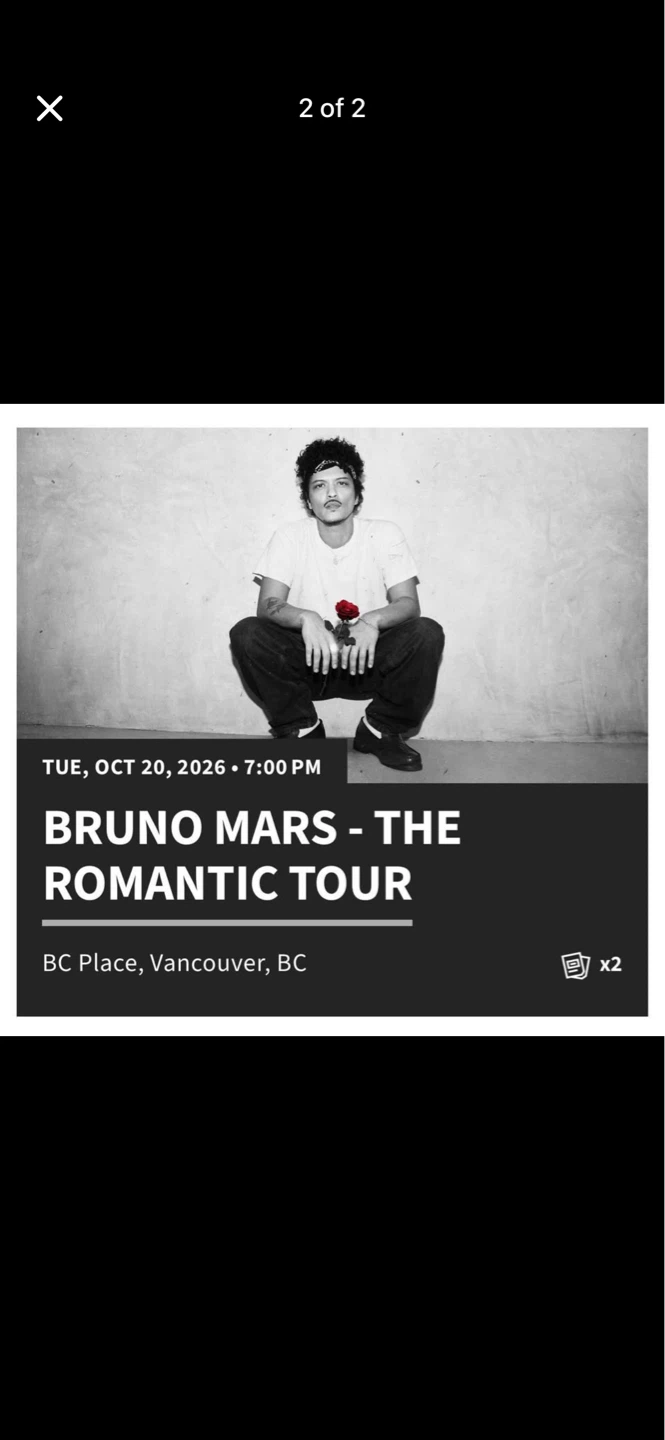 Bruno Mars The Romantic Tour Concert Tickets - October 20, 2026