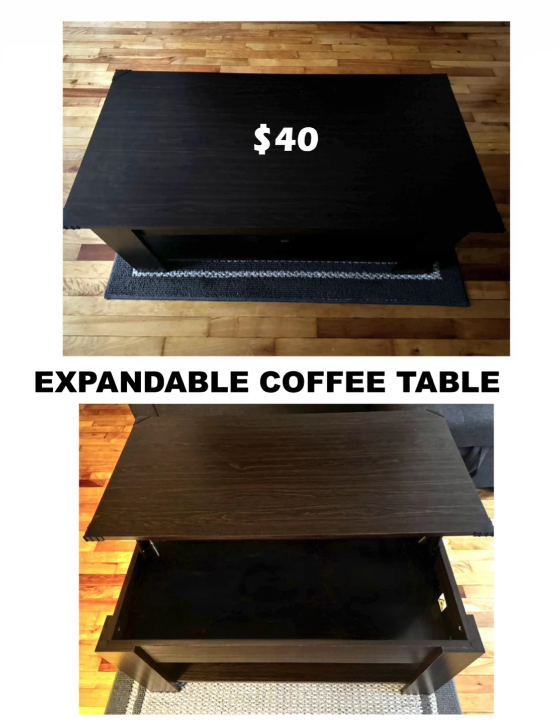 Expandable Coffee Table with Storage