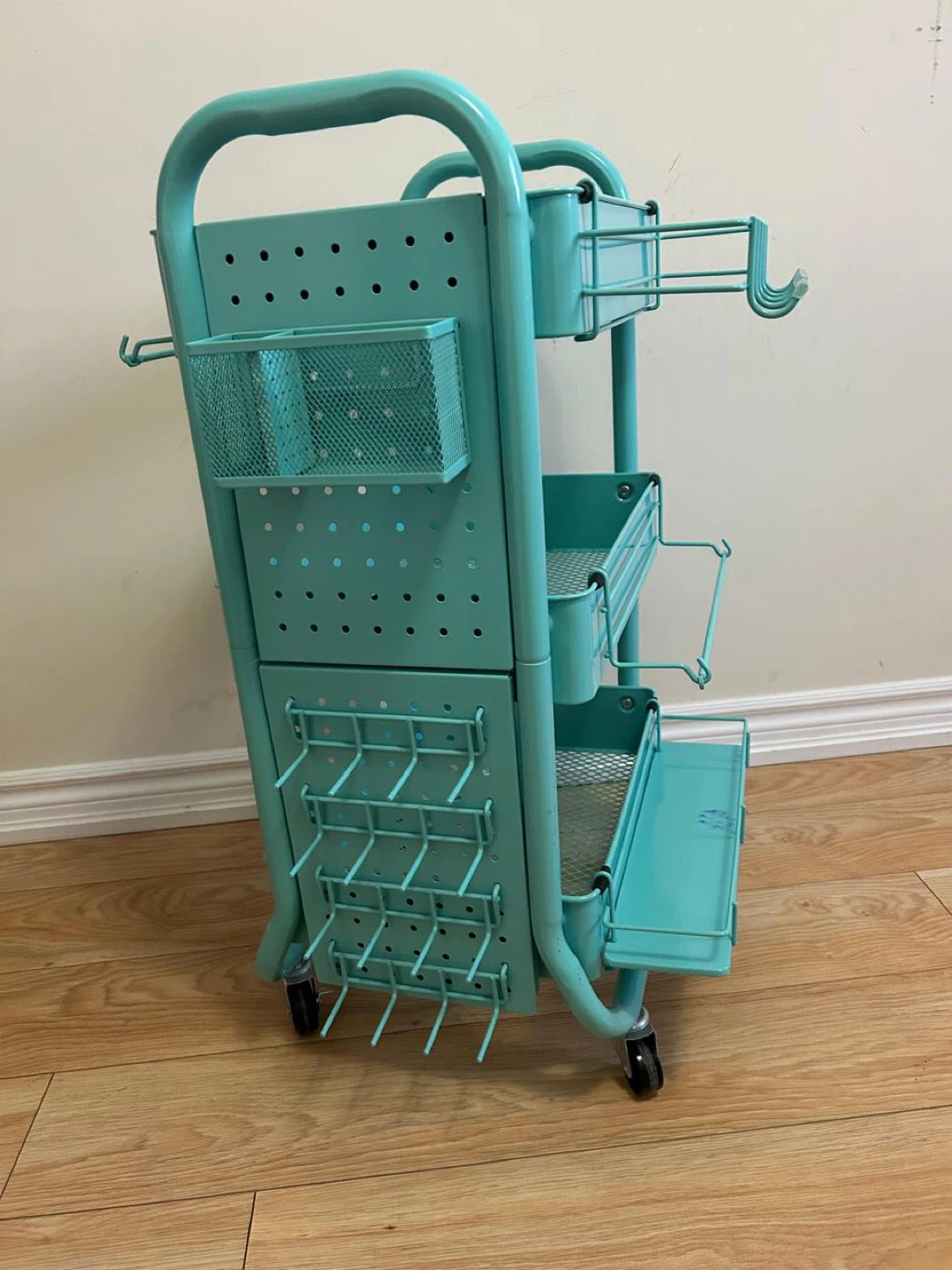 Teal 3-Tier Rolling Storage Cart - photo 4