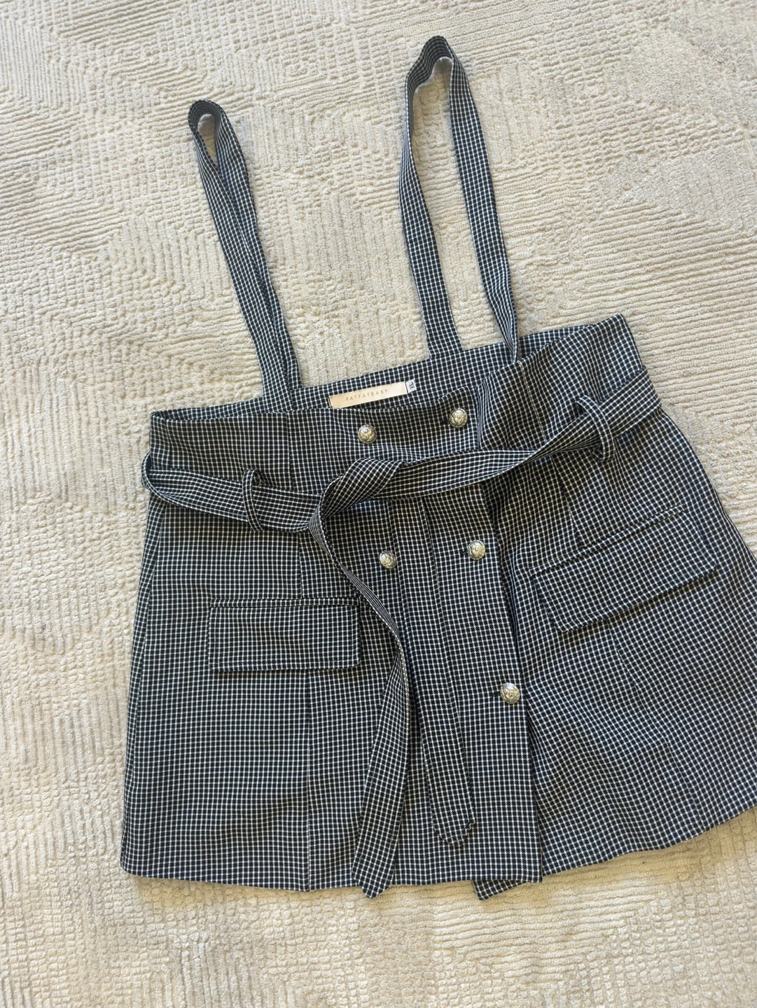 Houndstooth Pinafore Skirt with Belt - photo 2