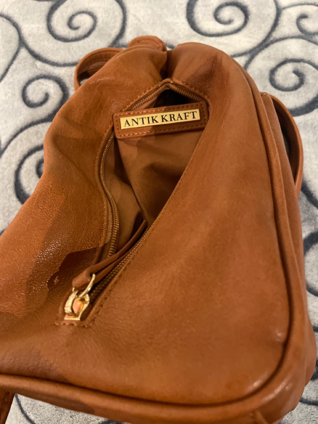 ANTIK KRAFT Brown Faux Leather Backpack