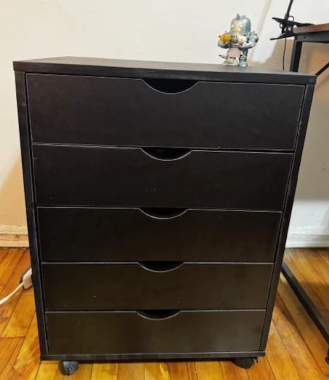 Black 5-Drawer Rolling Storage Cart