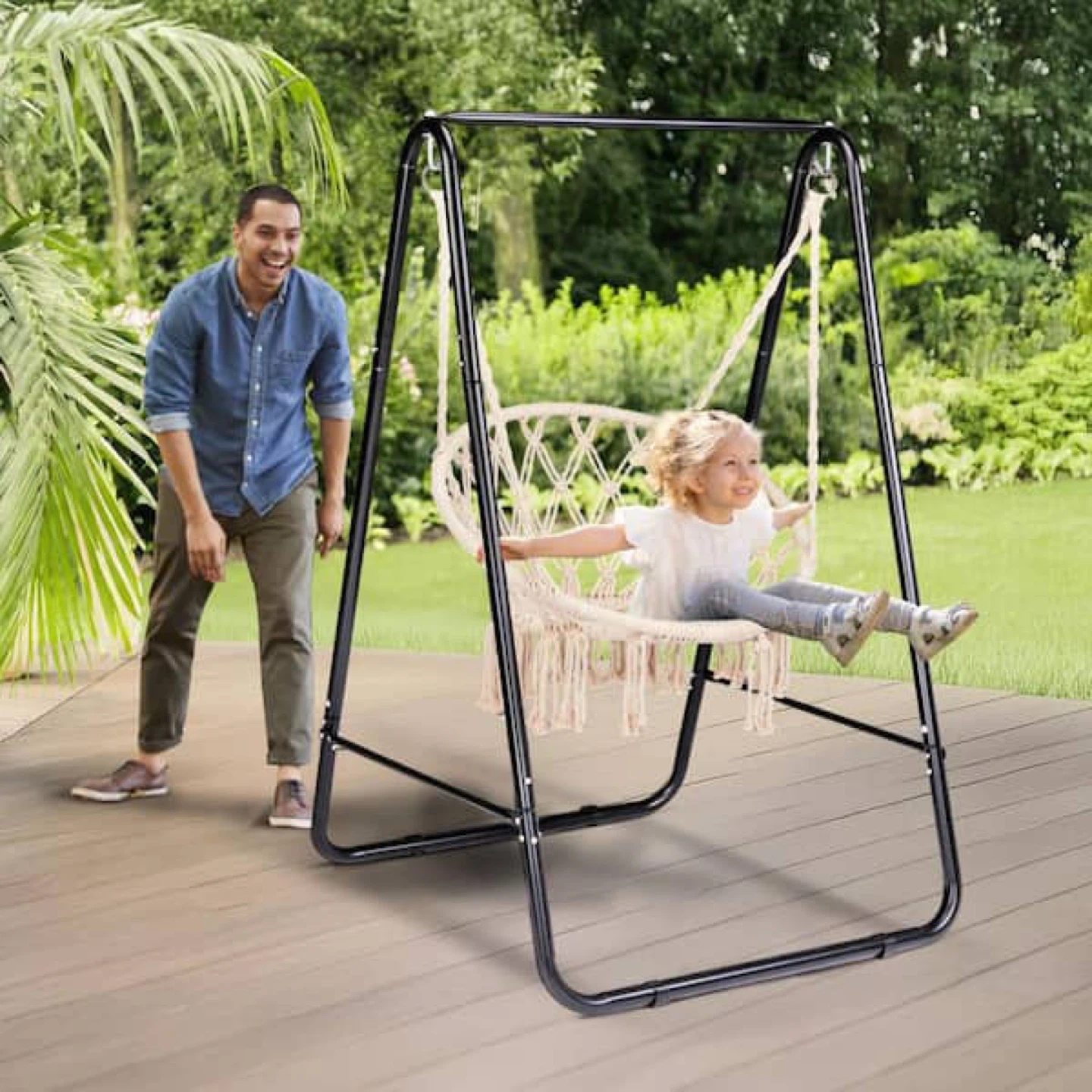 5 ft. Metal Hammock Stand in Black - photo 3