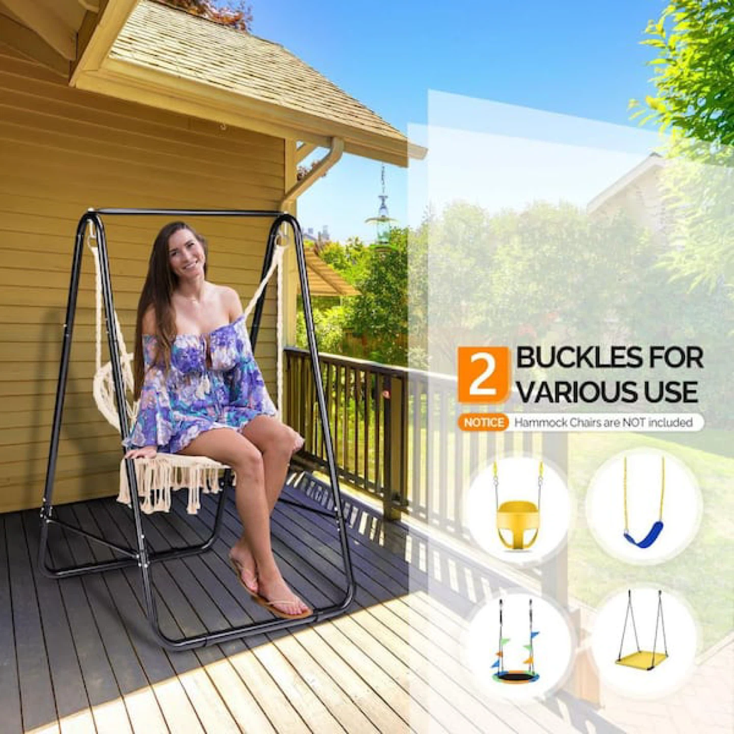 5 ft. Metal Hammock Stand in Black - photo 2
