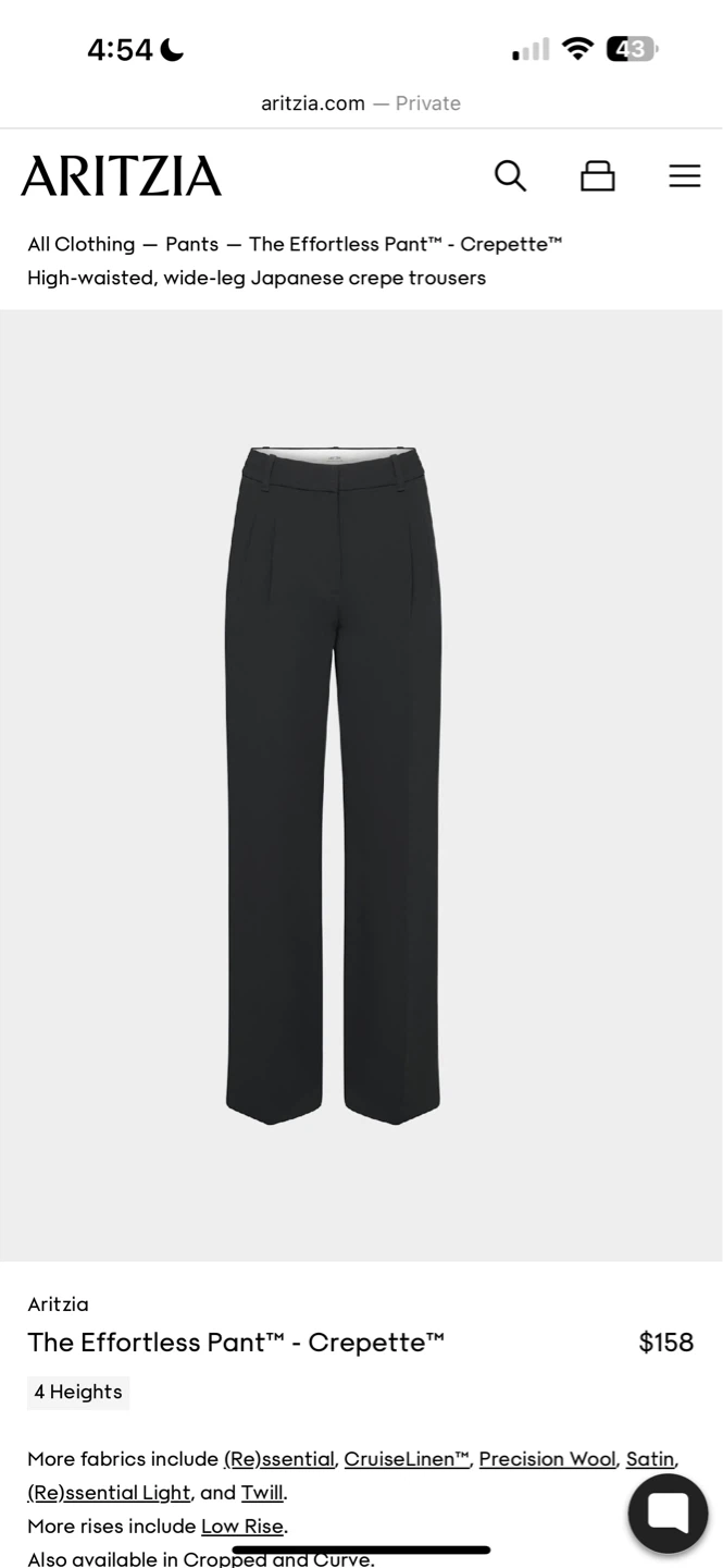 Aritzia The Effortless Pant Crepette