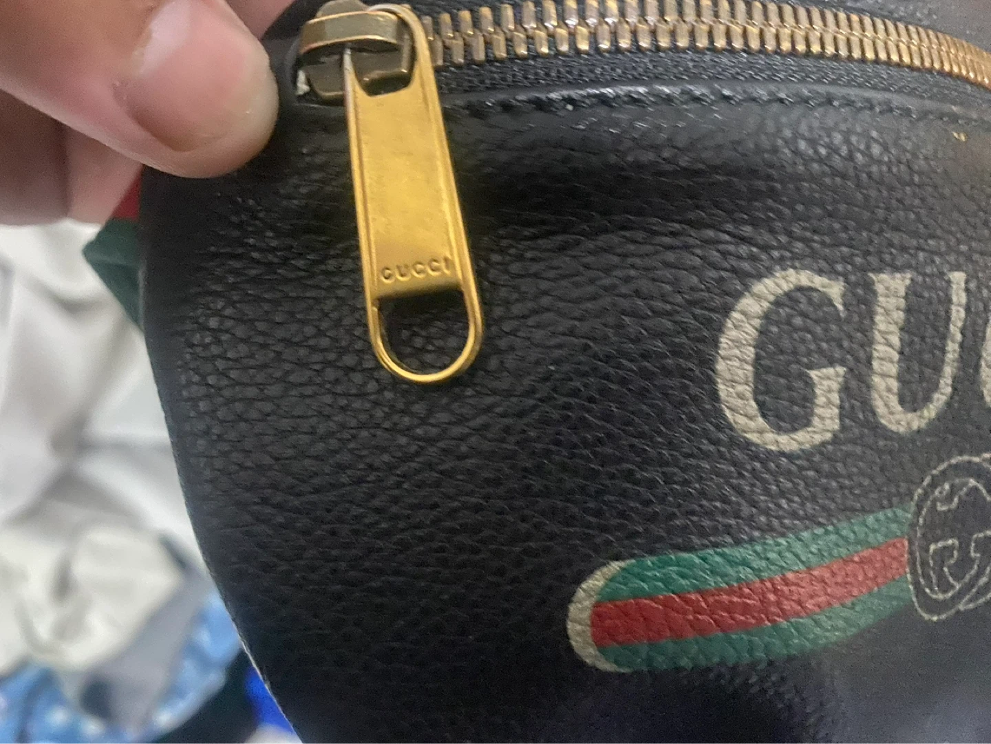 Gucci Black Leather Monogram Belt Bag