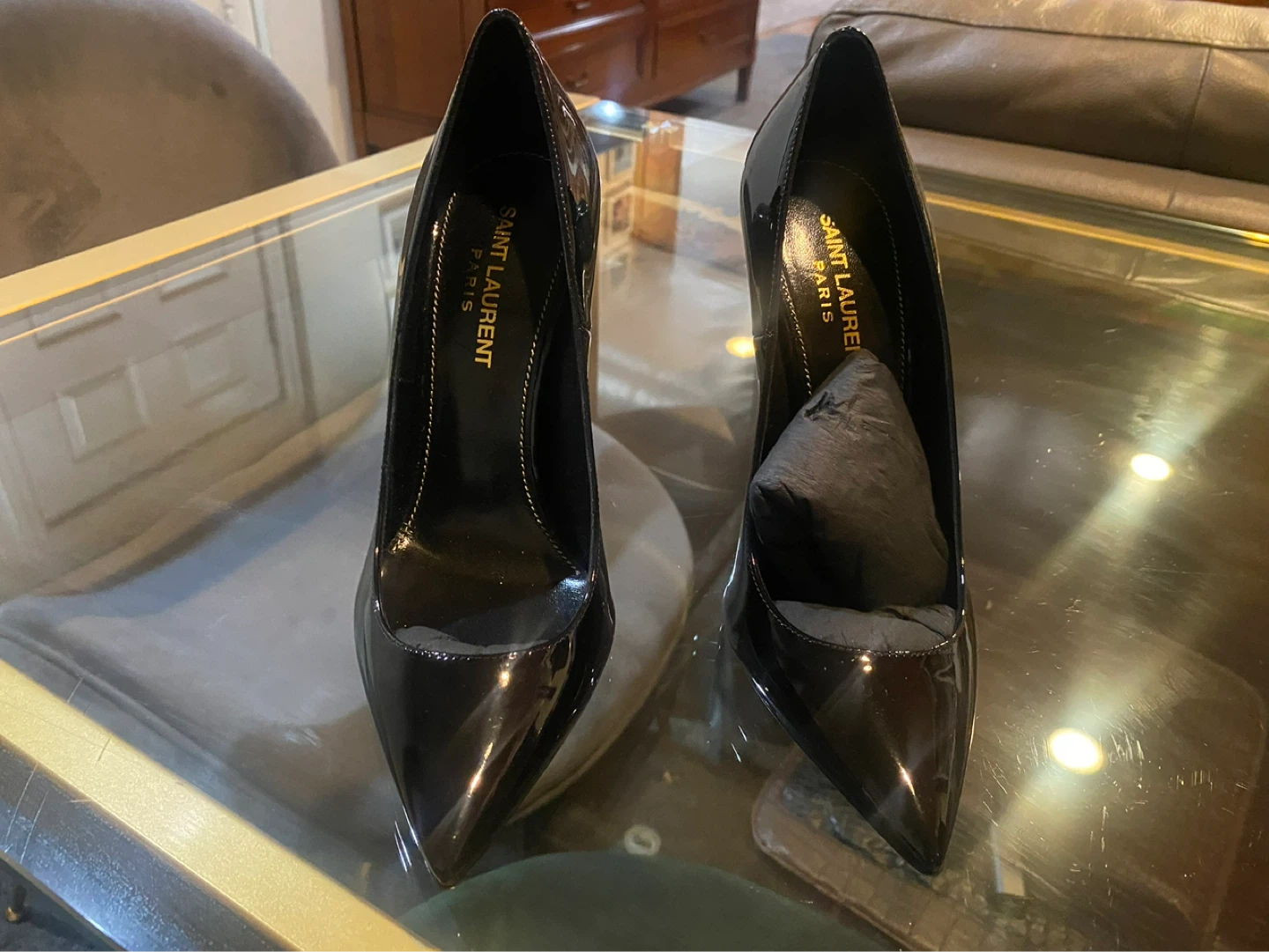 Saint Laurent Black Patent Leather Opyum Heels - photo 2