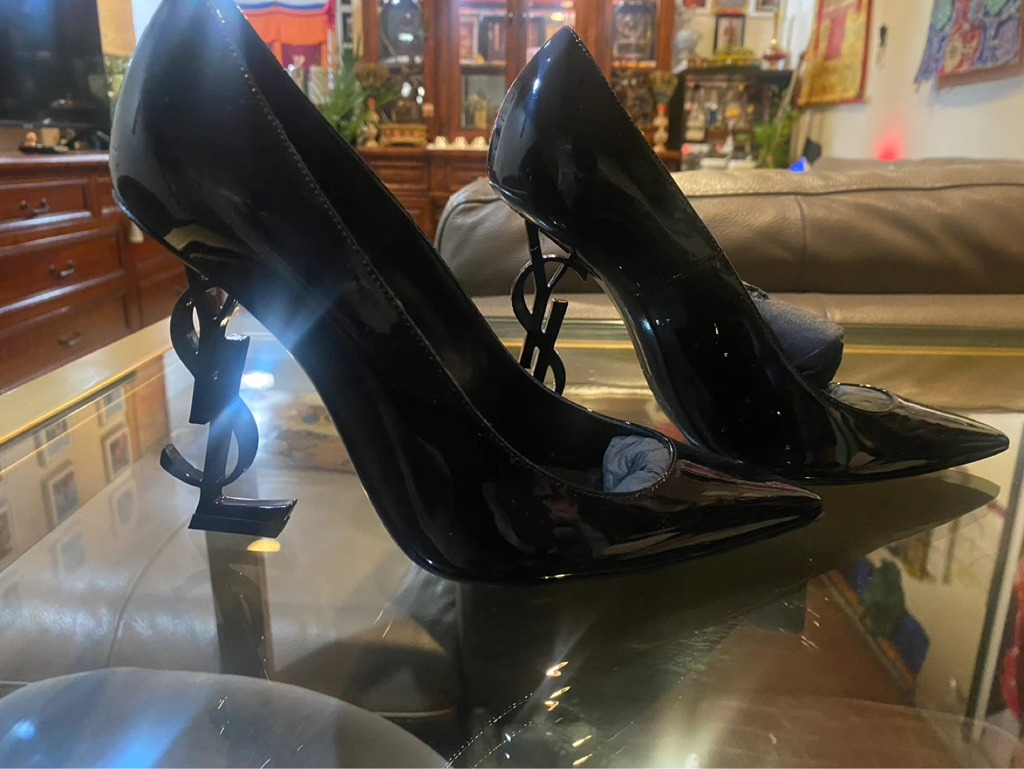 Saint Laurent Black Patent Leather Opyum Heels - photo 3
