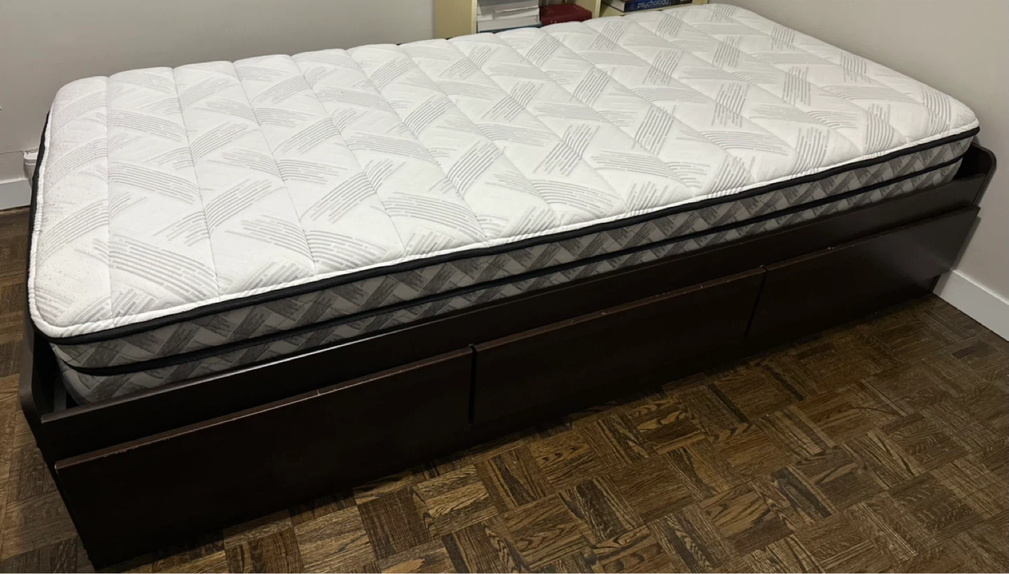 Twin XL Size Wood Bed Frame with Storage Drawers