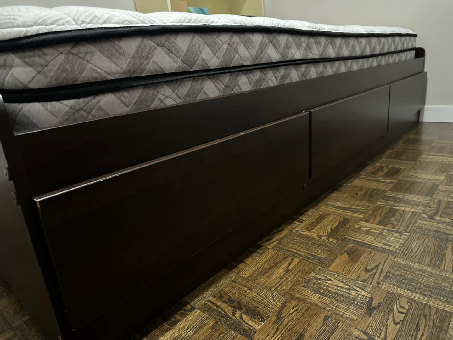Twin XL Size Wood Bed Frame with Storage Drawers - photo 3