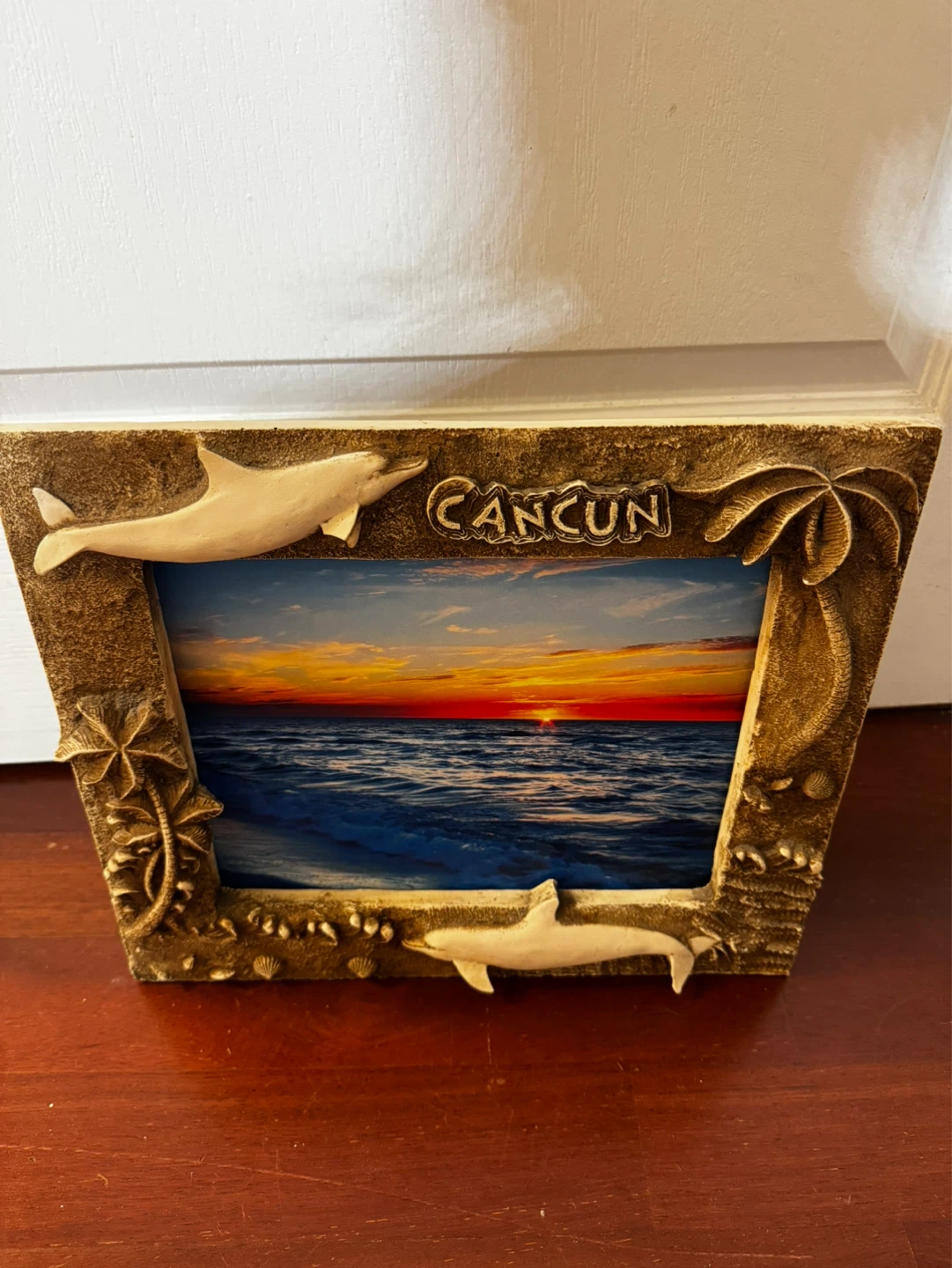 Cancun Photo Frame with Dolphins and Sunset