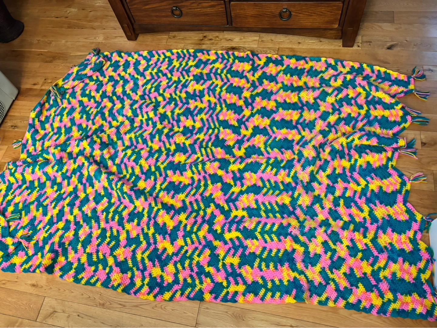 Vintage Handmade Crocheted Afghan-approx. 50"x 75"