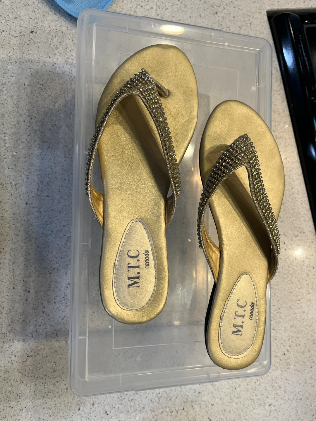Gold Embellished Flip Flops - photo 2